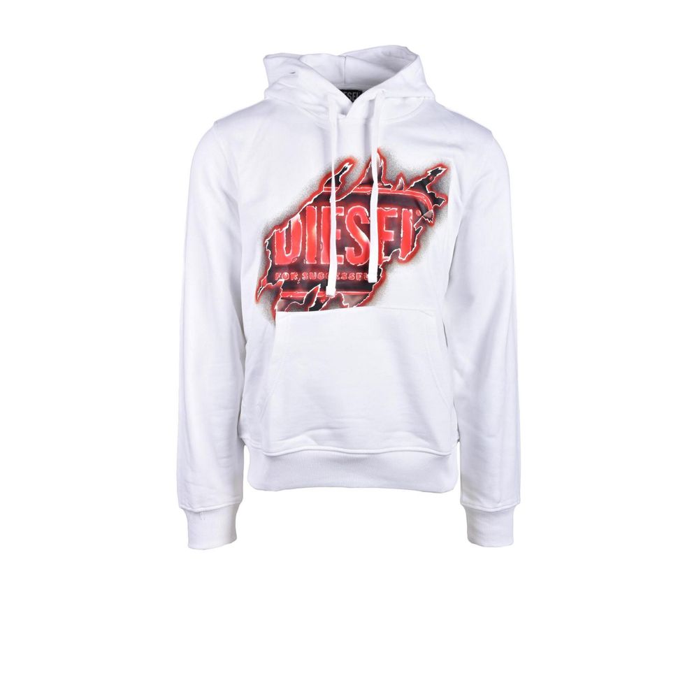 Sweat à capuche en coton blanc Diesel