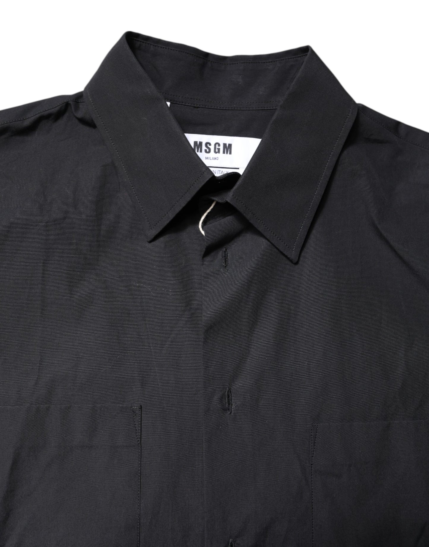 Chemise décontractée noire à manches courtes et col imprimé MSGM pour homme