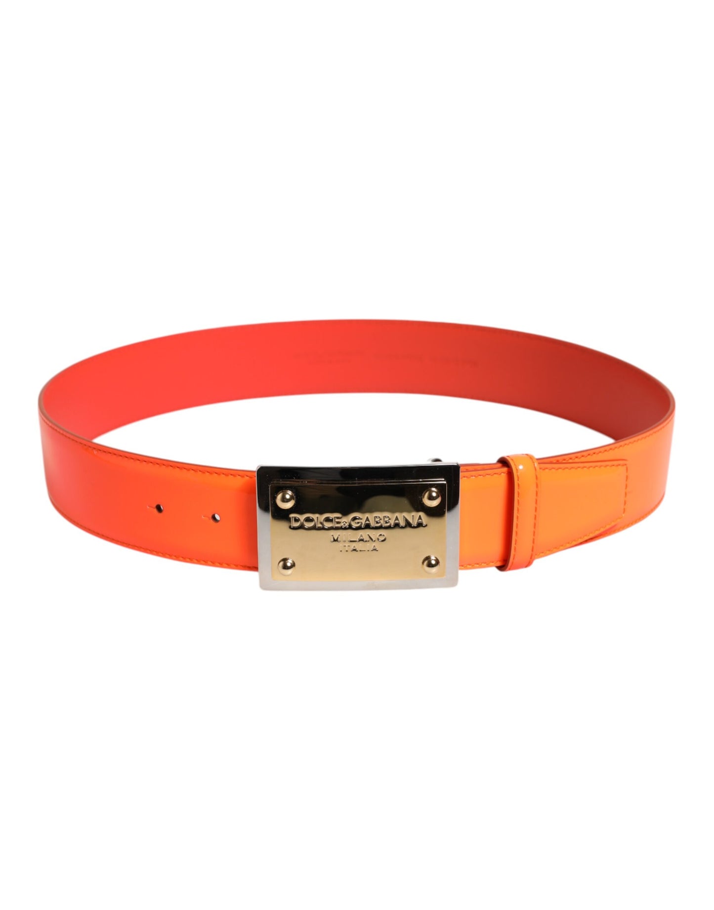 Ceinture à boucle logo en métal doré orange Dolce & Gabbana