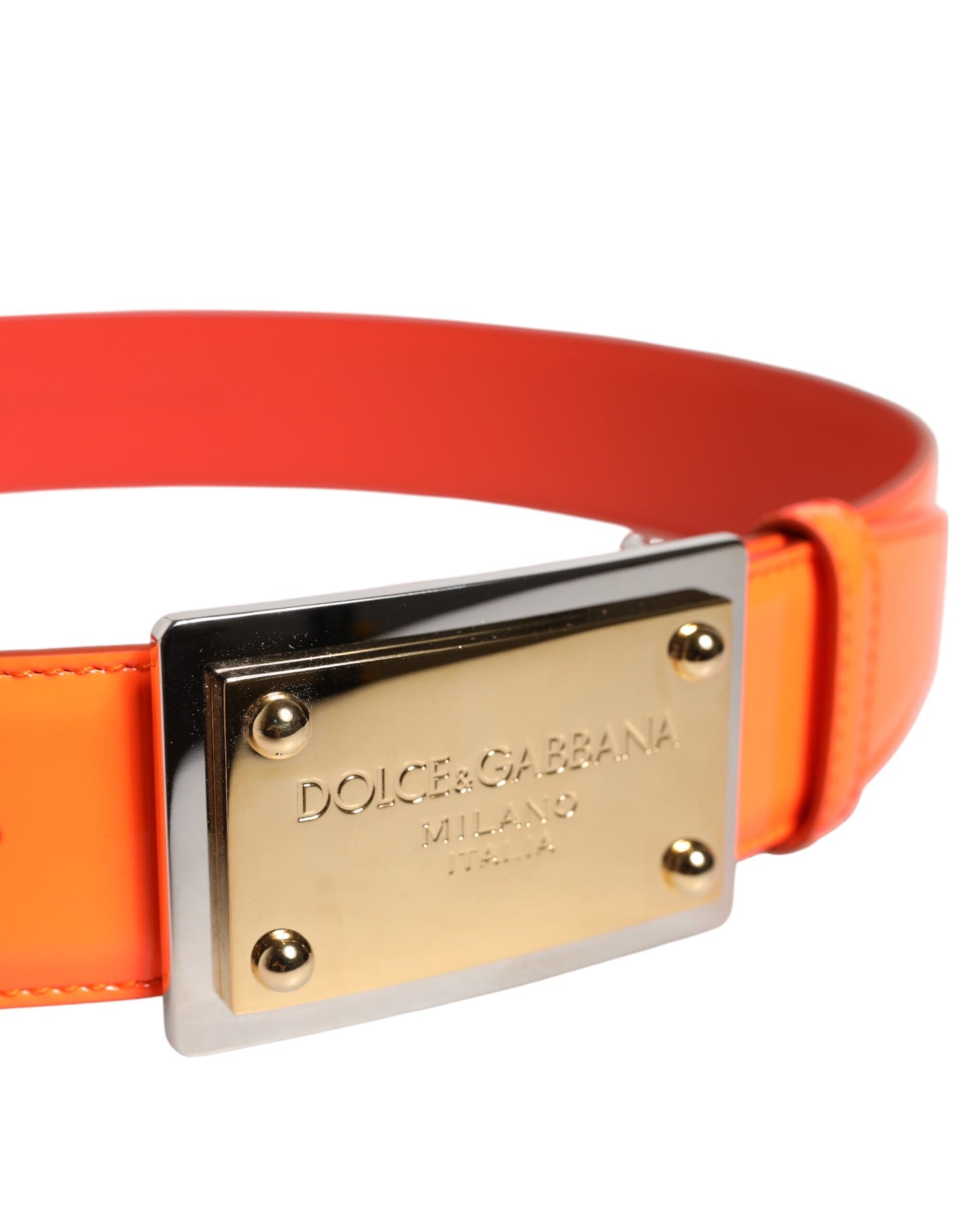 Ceinture à boucle logo en métal doré orange Dolce & Gabbana
