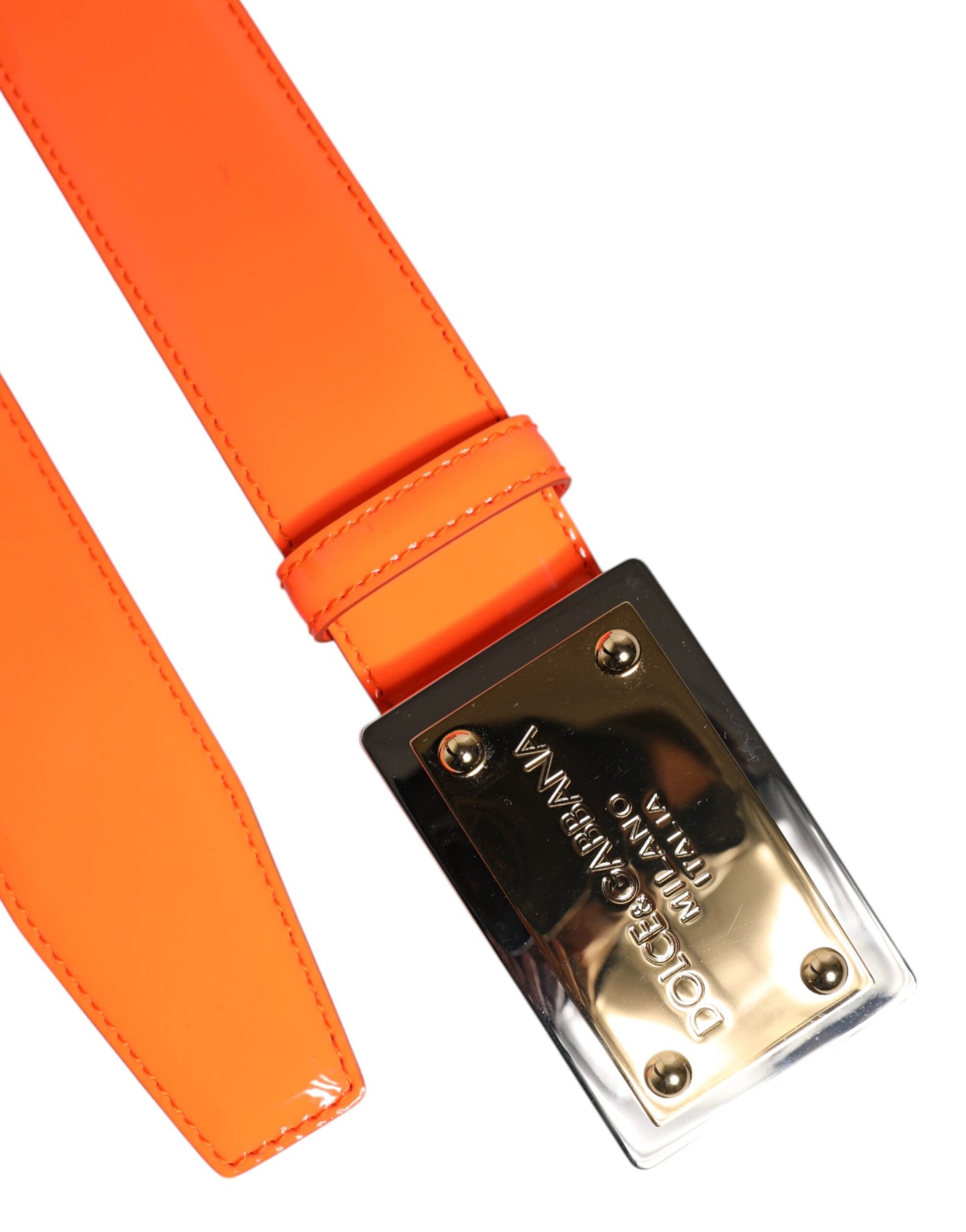 Ceinture à boucle logo en métal doré orange Dolce & Gabbana