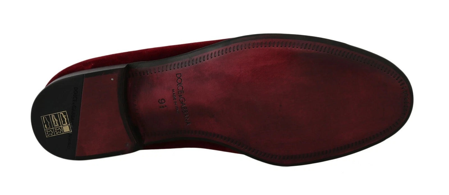 Mocassins en velours bordeaux Dolce & Gabbana, chaussures fer à cheval Gun