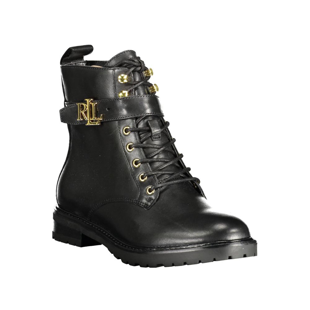 Ralph Lauren Damenstiefel aus schwarzem Leder