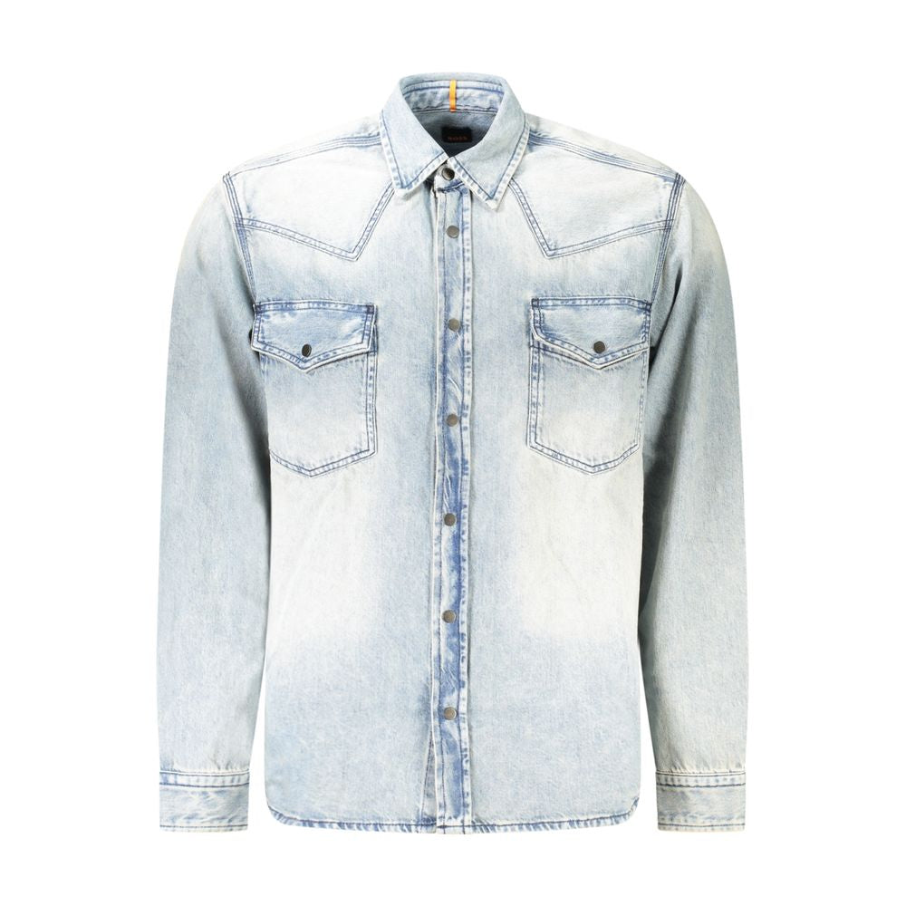 Chemise homme en coton bleu clair Hugo Boss