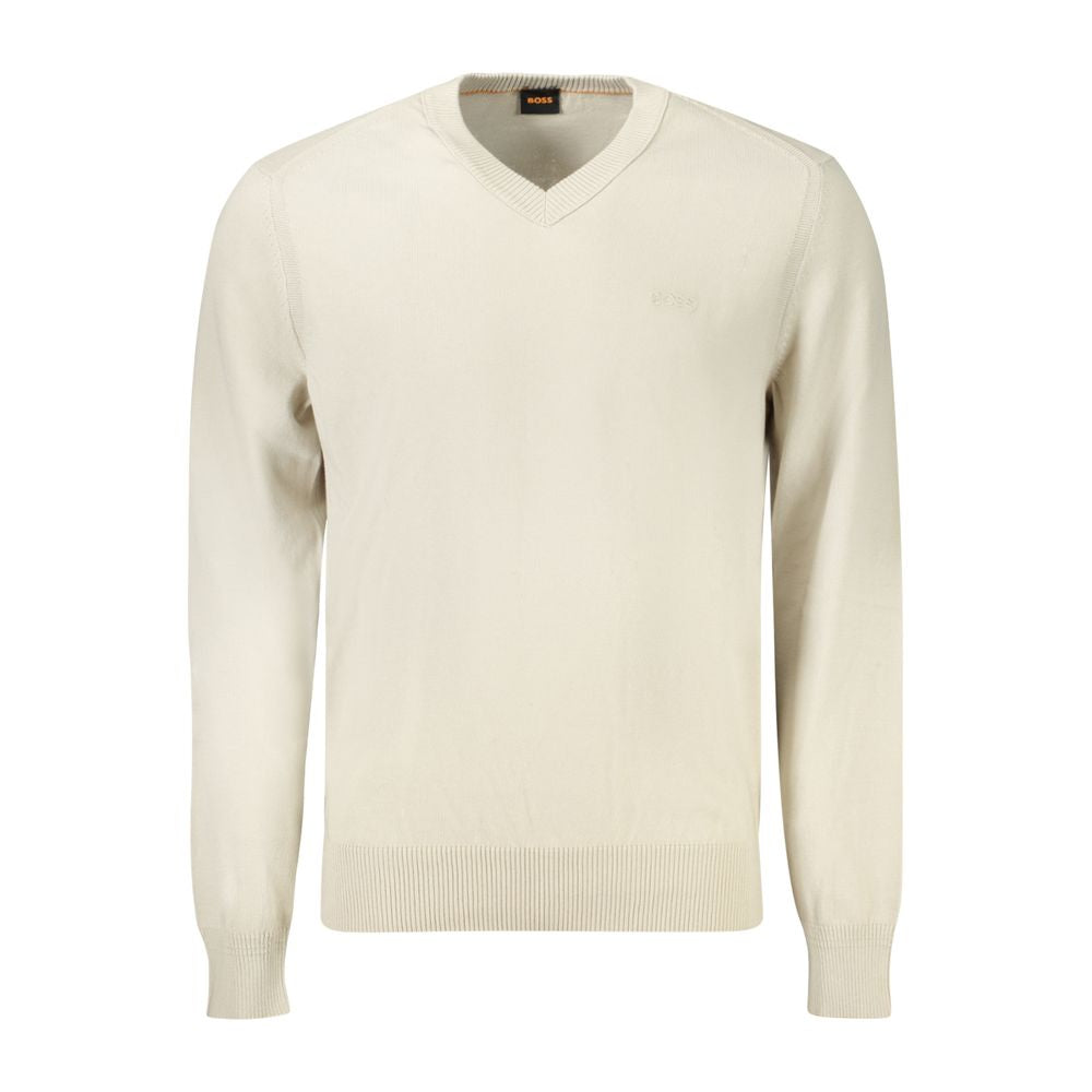Pull homme en coton beige Hugo Boss