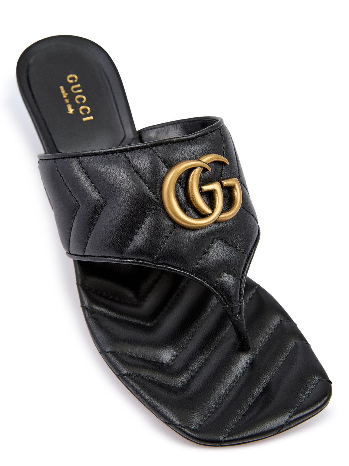 Gucci Mystic Sandalen aus schwarzem Nappaleder „Charlotte“