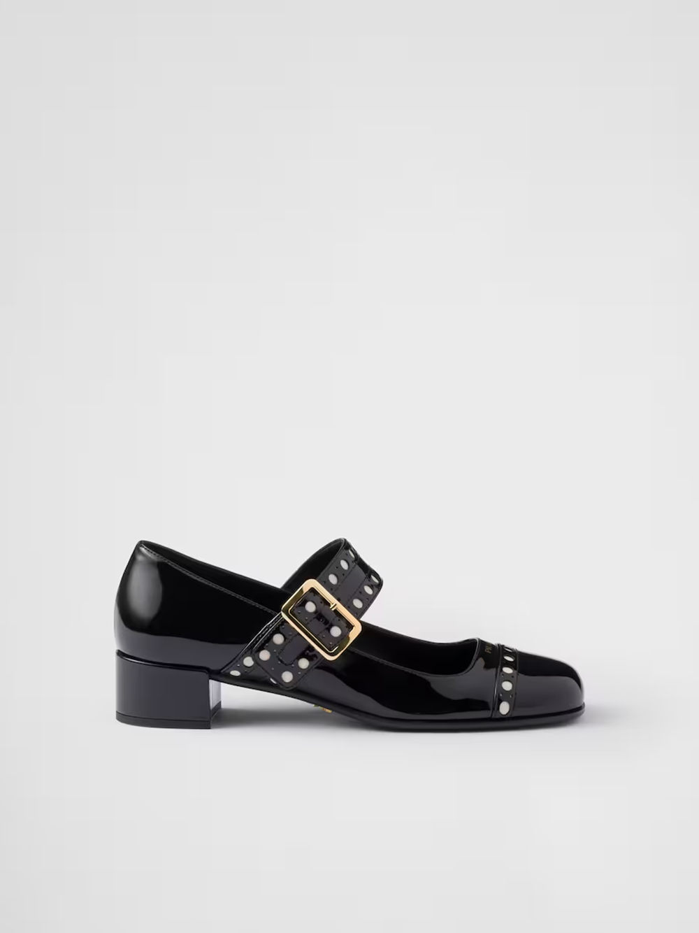 Escarpins Mary Jane en cuir verni noir Prada