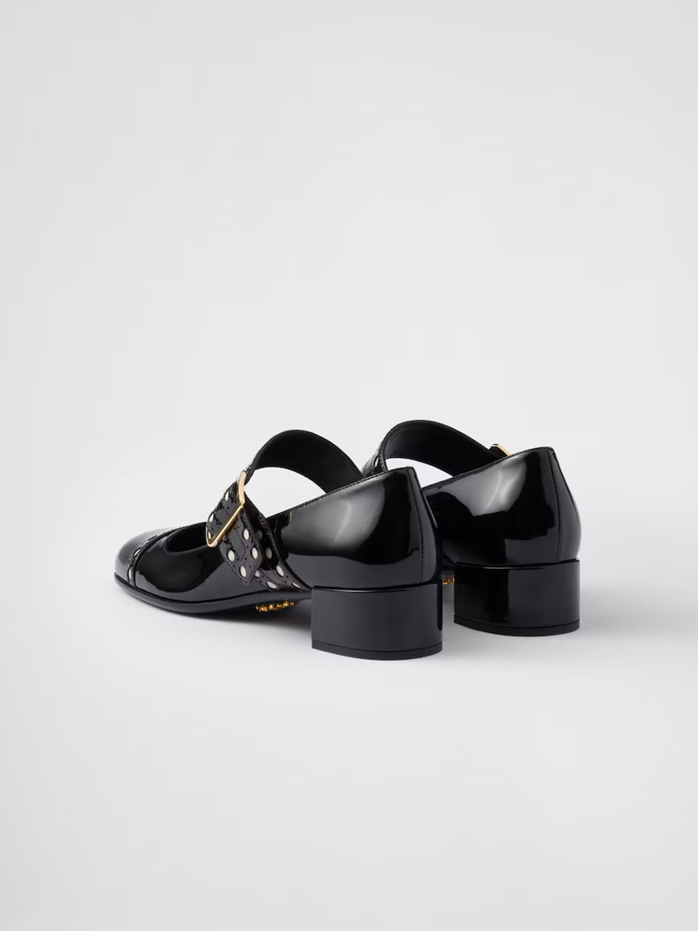 Escarpins Mary Jane en cuir verni noir Prada