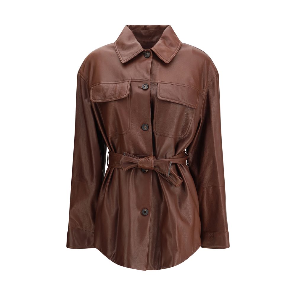 Veste en cuir saharienne