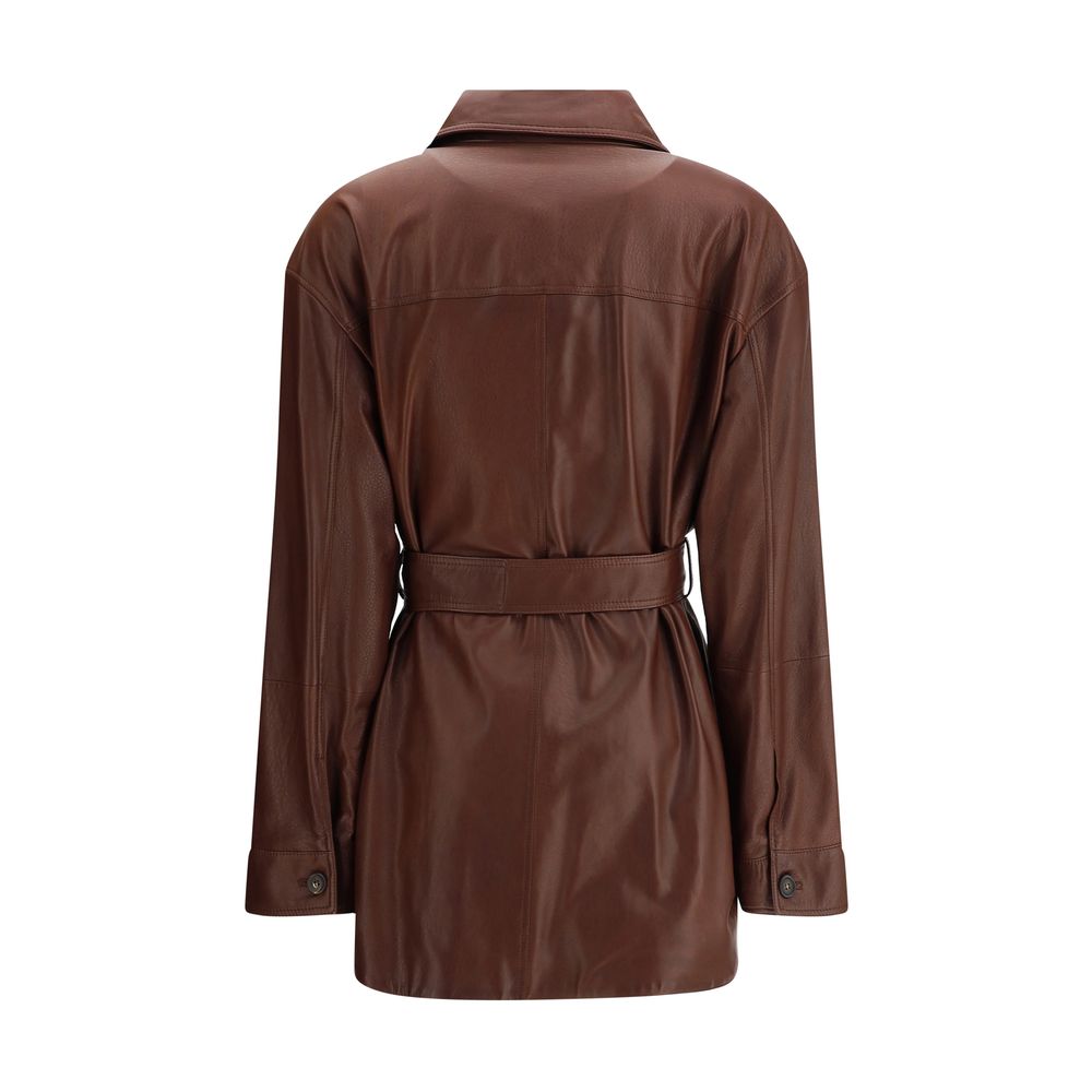 Veste en cuir saharienne