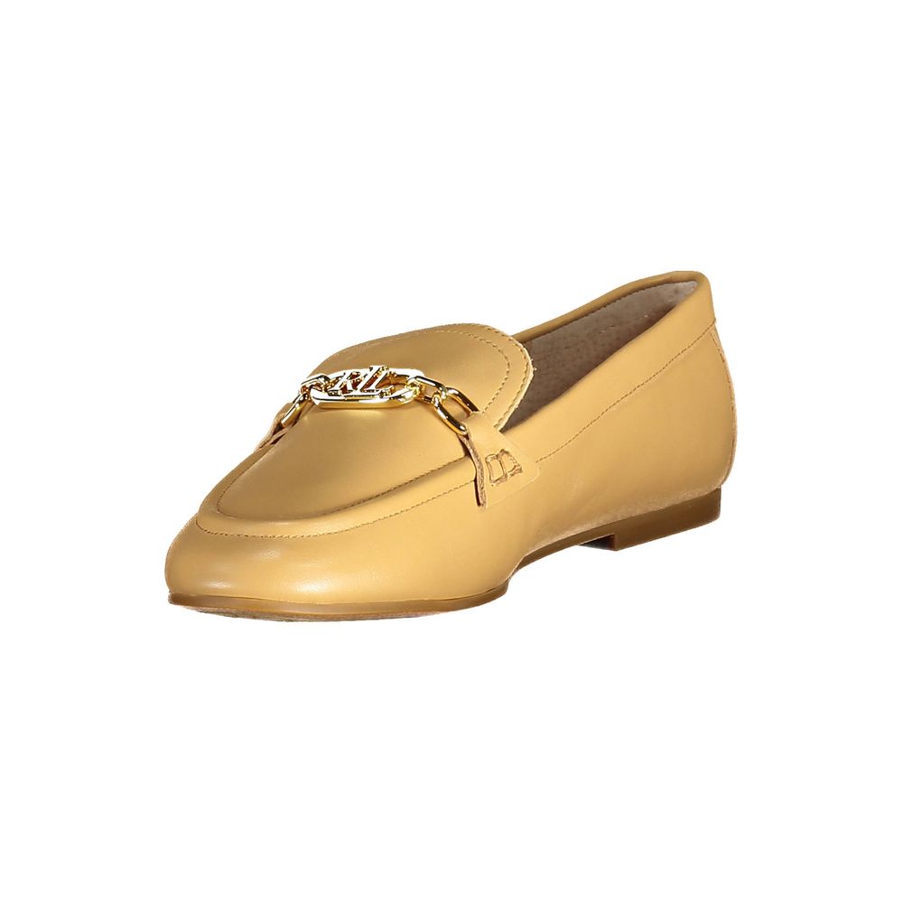 Chaussures plates en cuir beige Ralph Lauren