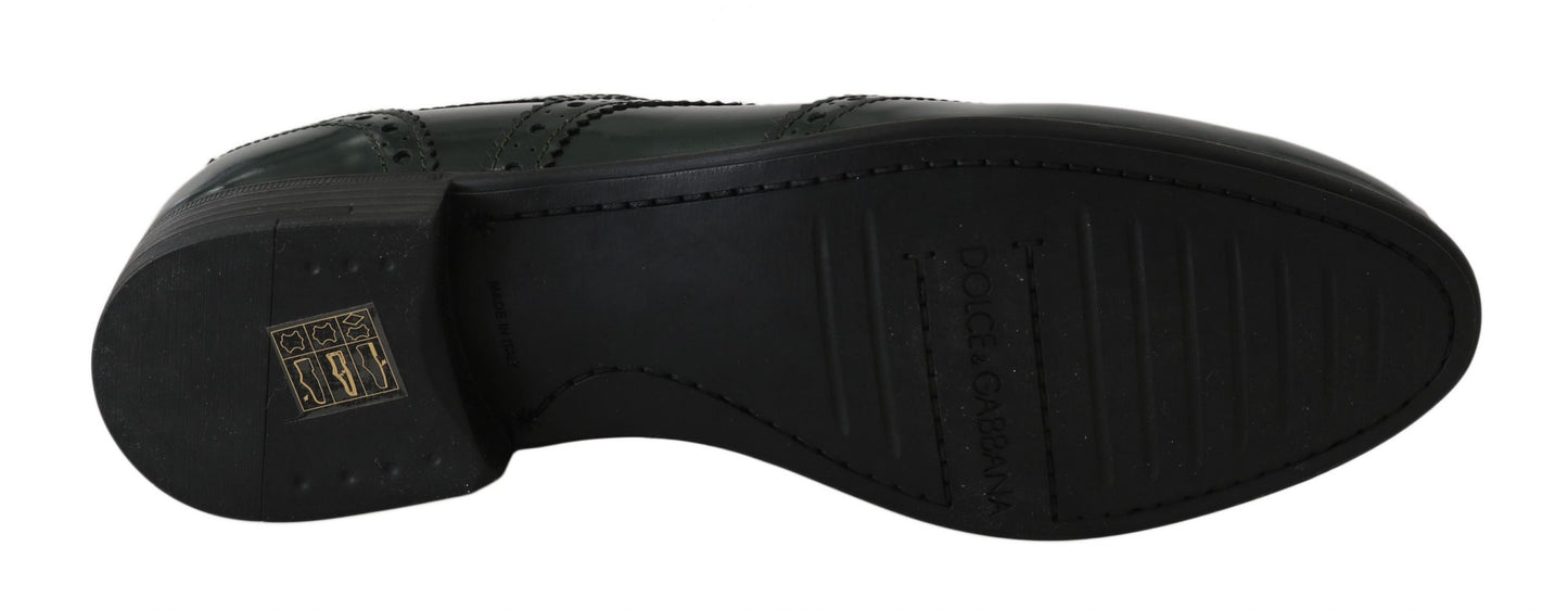 Chaussures Oxford Broque en cuir vert Dolce & Gabbana à bout golf