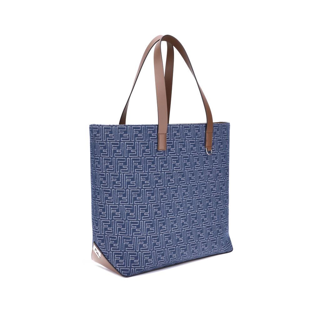 Fendi – Bestickte Tragetasche aus Denim