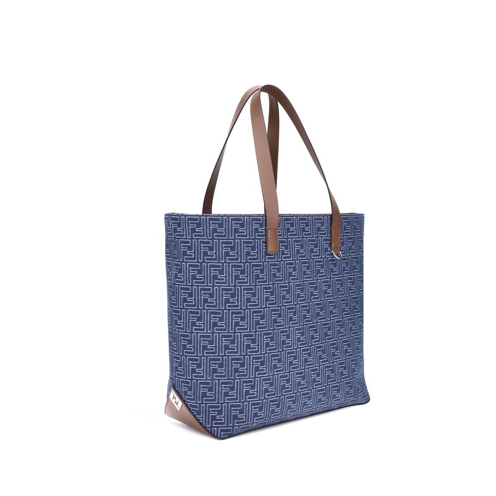 Fendi – Bestickte Tragetasche aus Denim