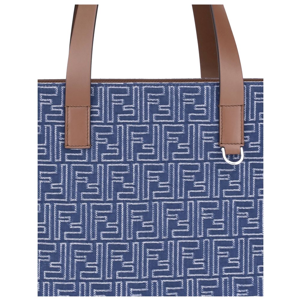 Fendi – Bestickte Tragetasche aus Denim