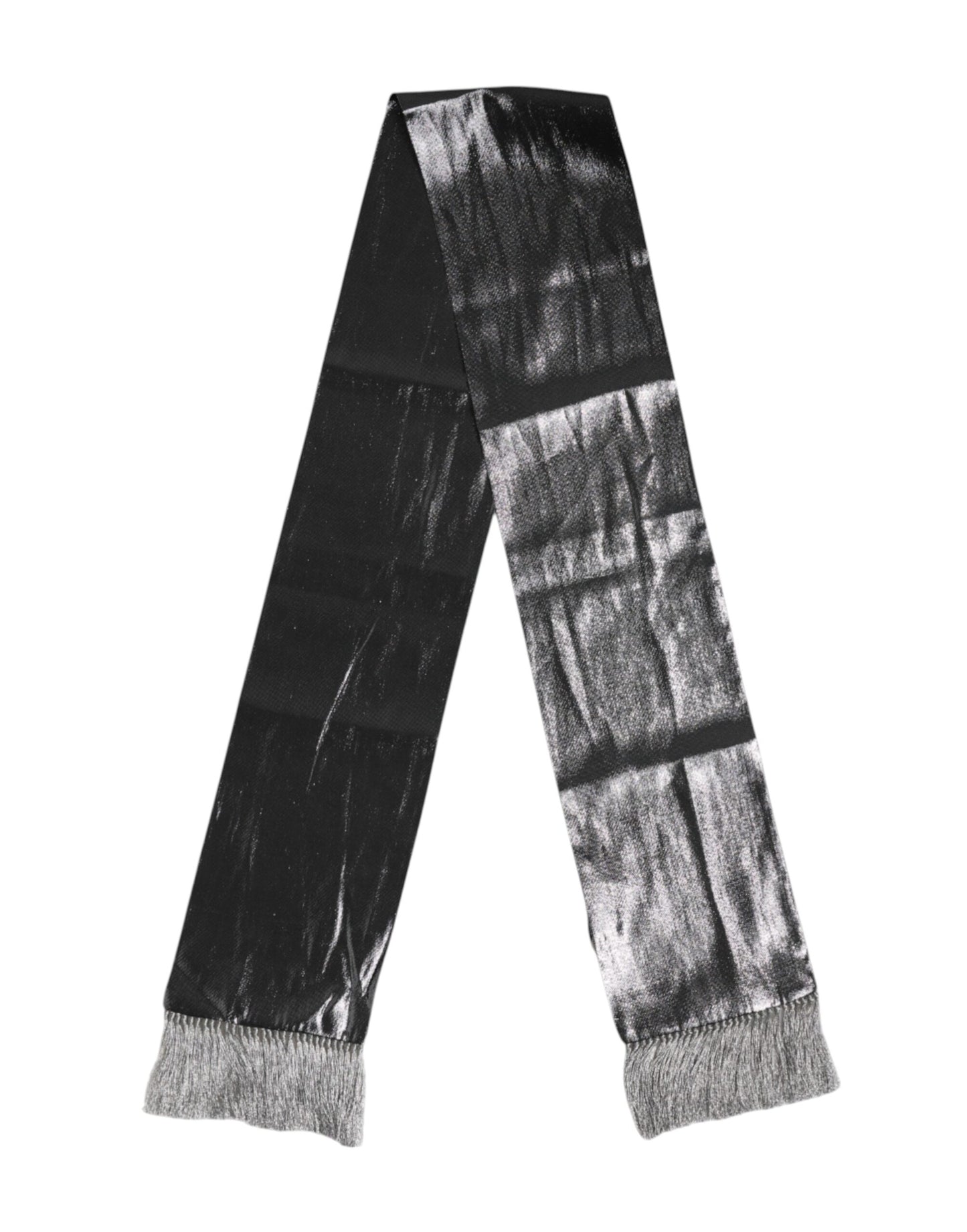Foulard à franges en soie gris métallisé Dolce & Gabbana