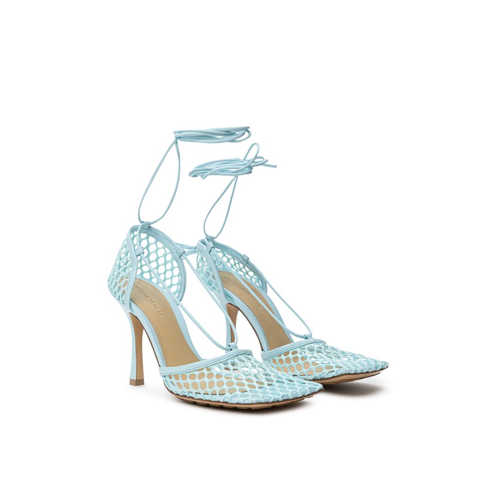 Bottega Veneta – Sandale aus blauem Stoff und Leder