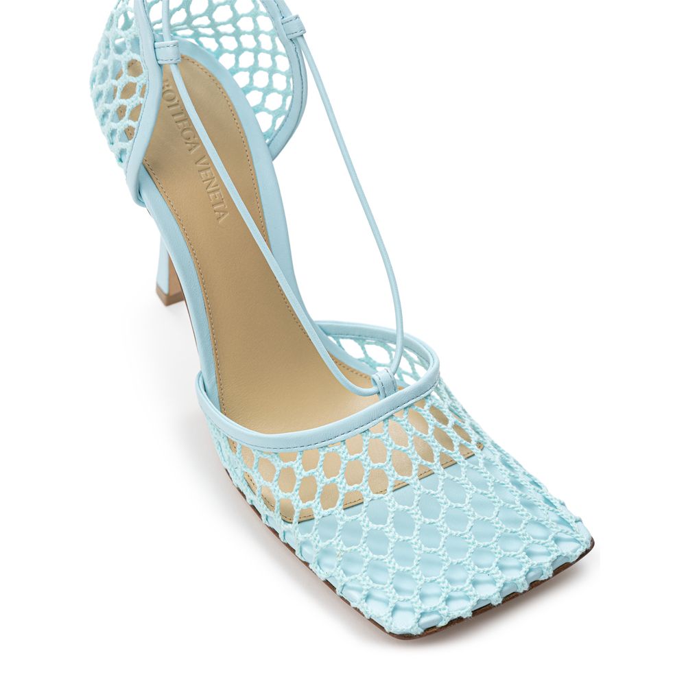 Bottega Veneta – Sandale aus blauem Stoff und Leder