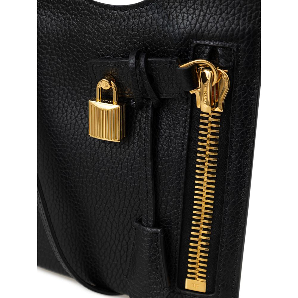 Tom Ford Schwarze Leder-Umhängetasche