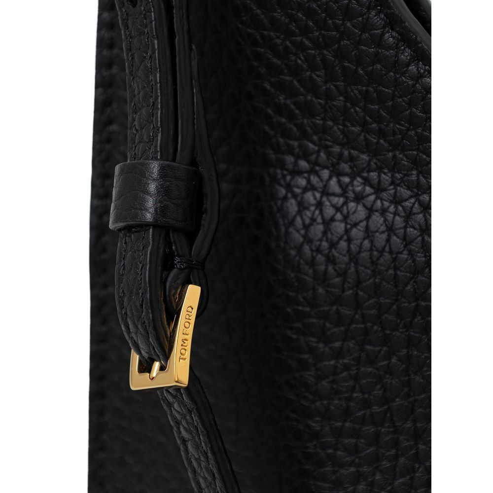 Tom Ford Schwarze Leder-Umhängetasche