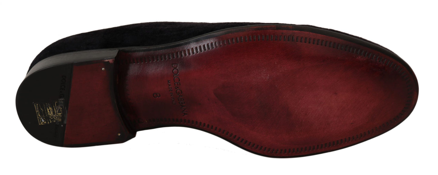Mocassins Dolce & Gabbana en velours noir avec couronne dorée
