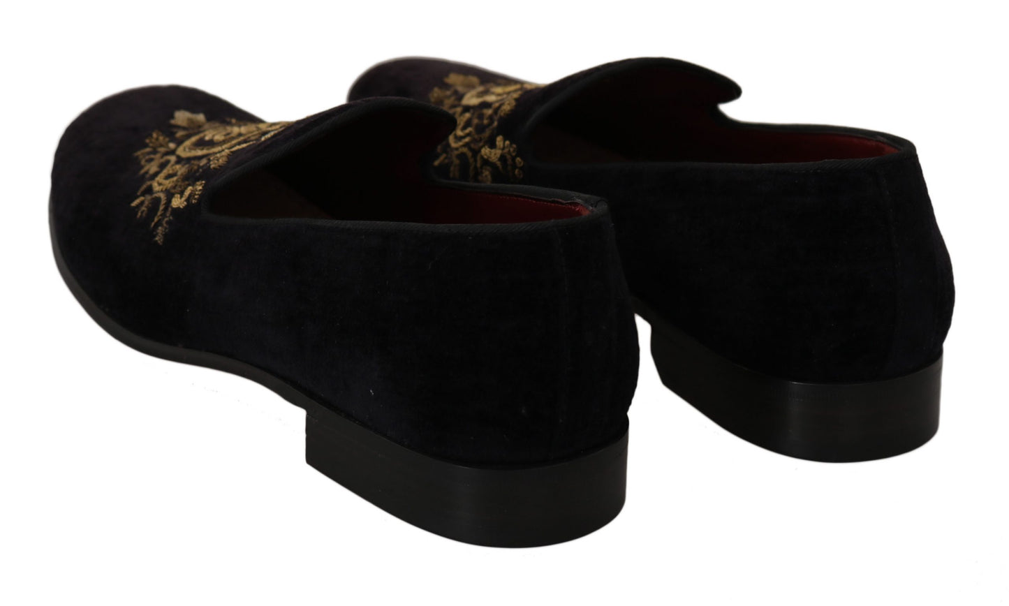 Mocassins Dolce & Gabbana en velours noir avec couronne dorée
