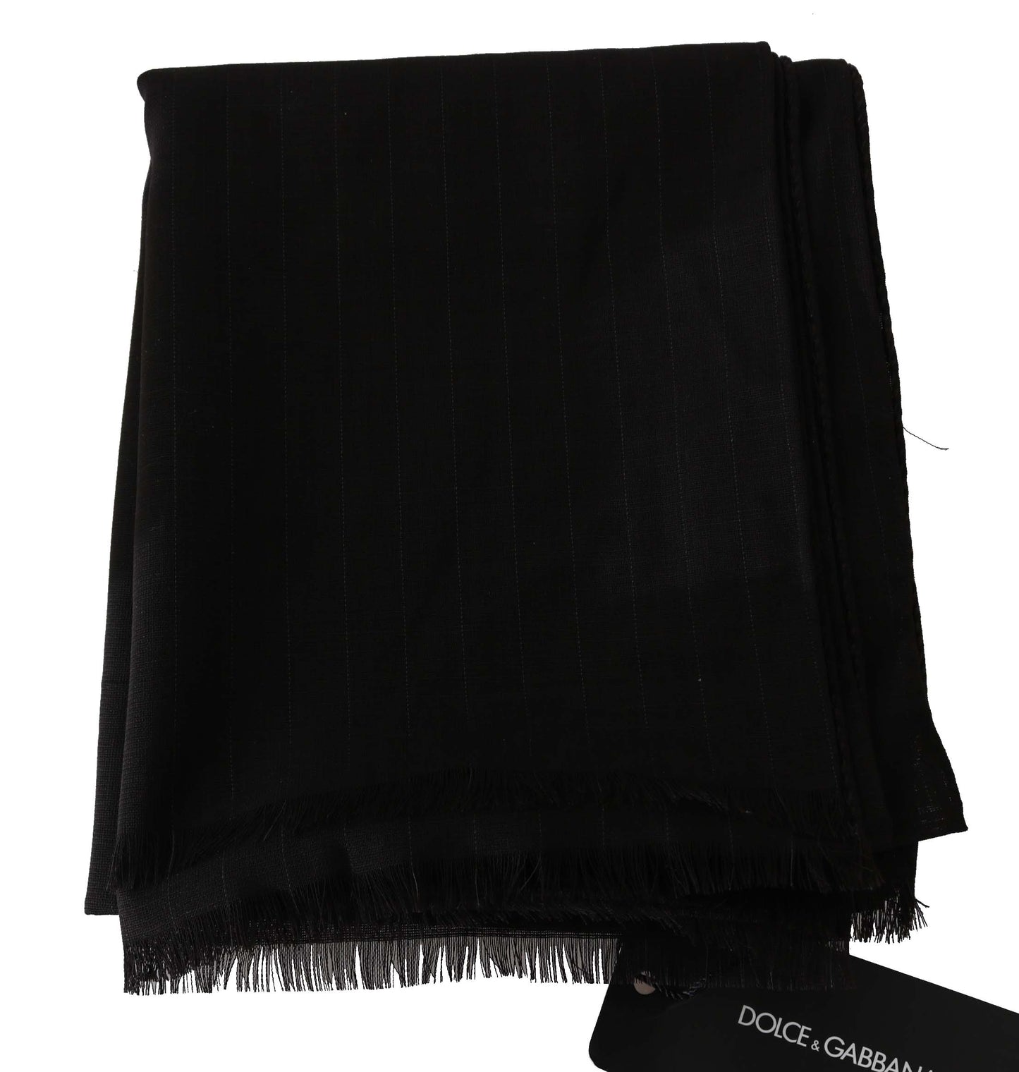 Écharpe portefeuille à rayures en laine vierge marron Dolce & Gabbana