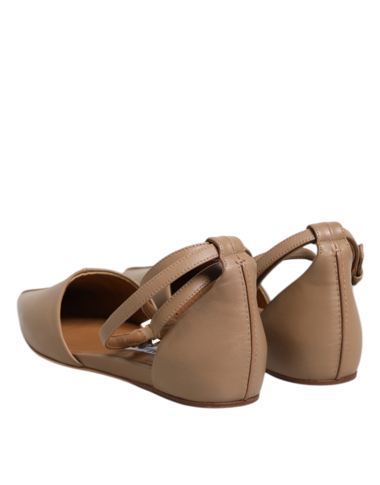Max Mara – Beigefarbene Ballerinas aus Leder mit spitzer Zehenpartie