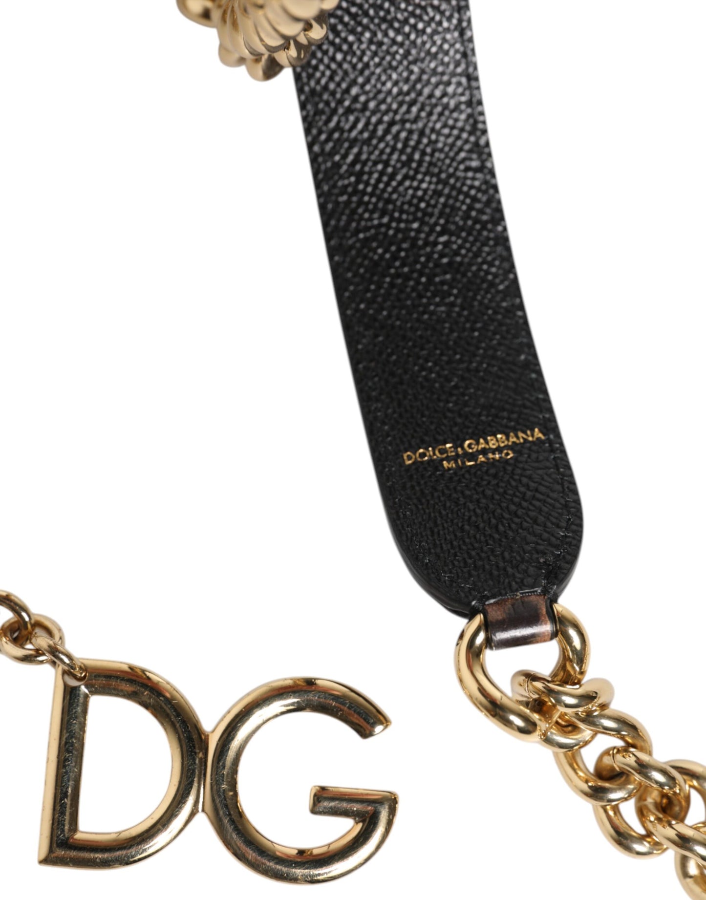 Bandoulière accessoire en laiton doré et chaîne léopard marron Dolce & Gabbana