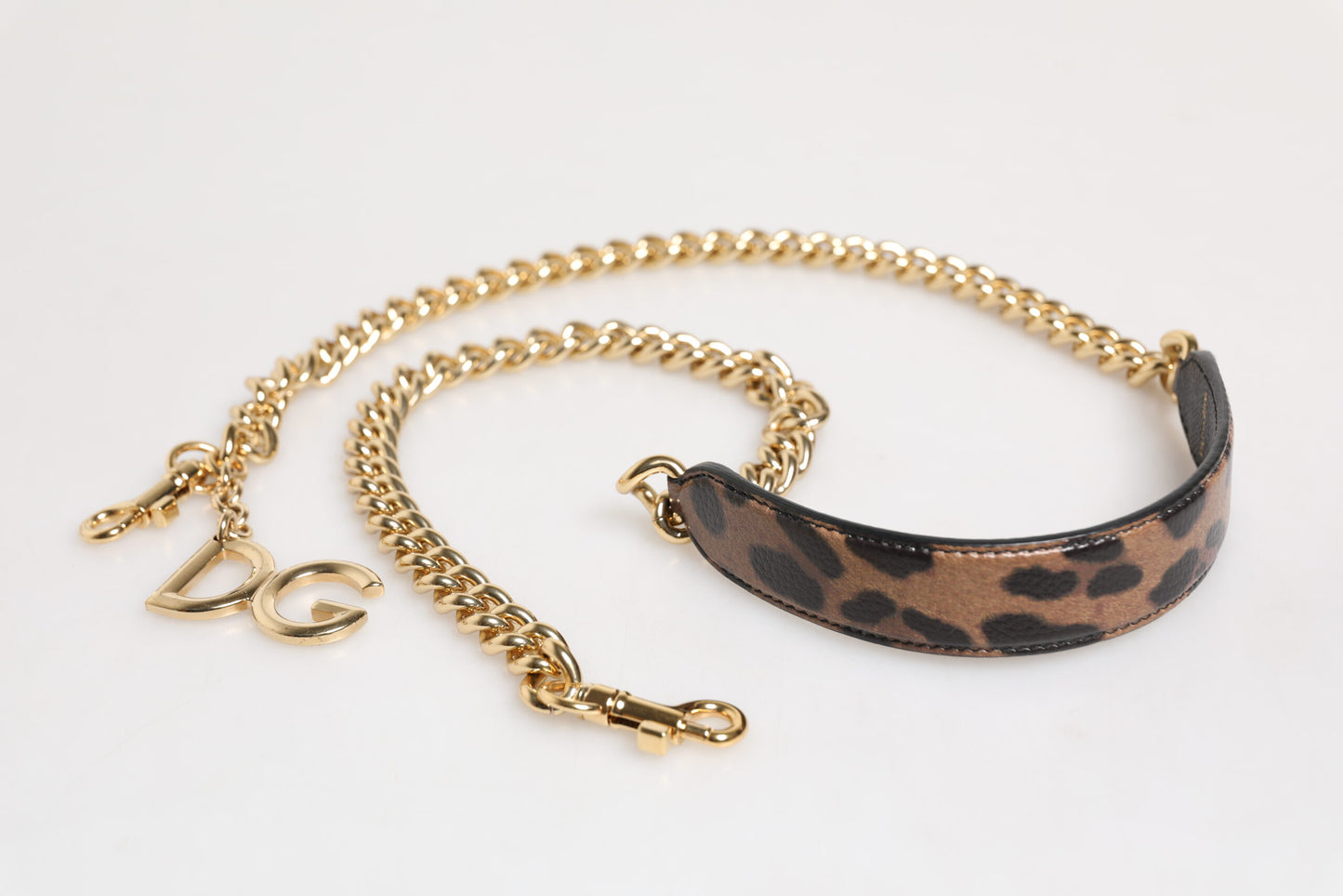 Bandoulière accessoire en laiton doré et chaîne léopard marron Dolce & Gabbana