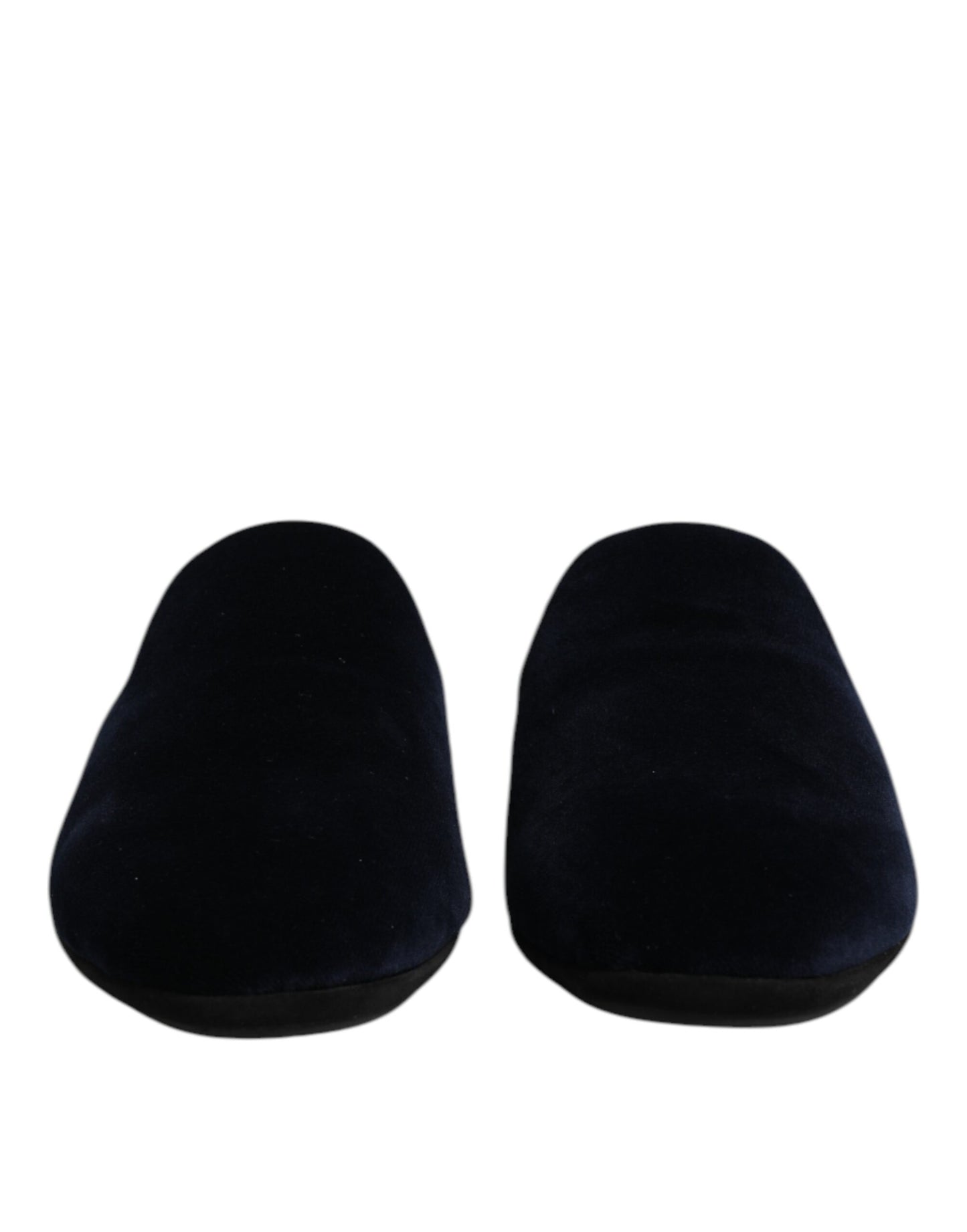 Claquettes plates Dolce & Gabbana en velours viscose bleu foncé