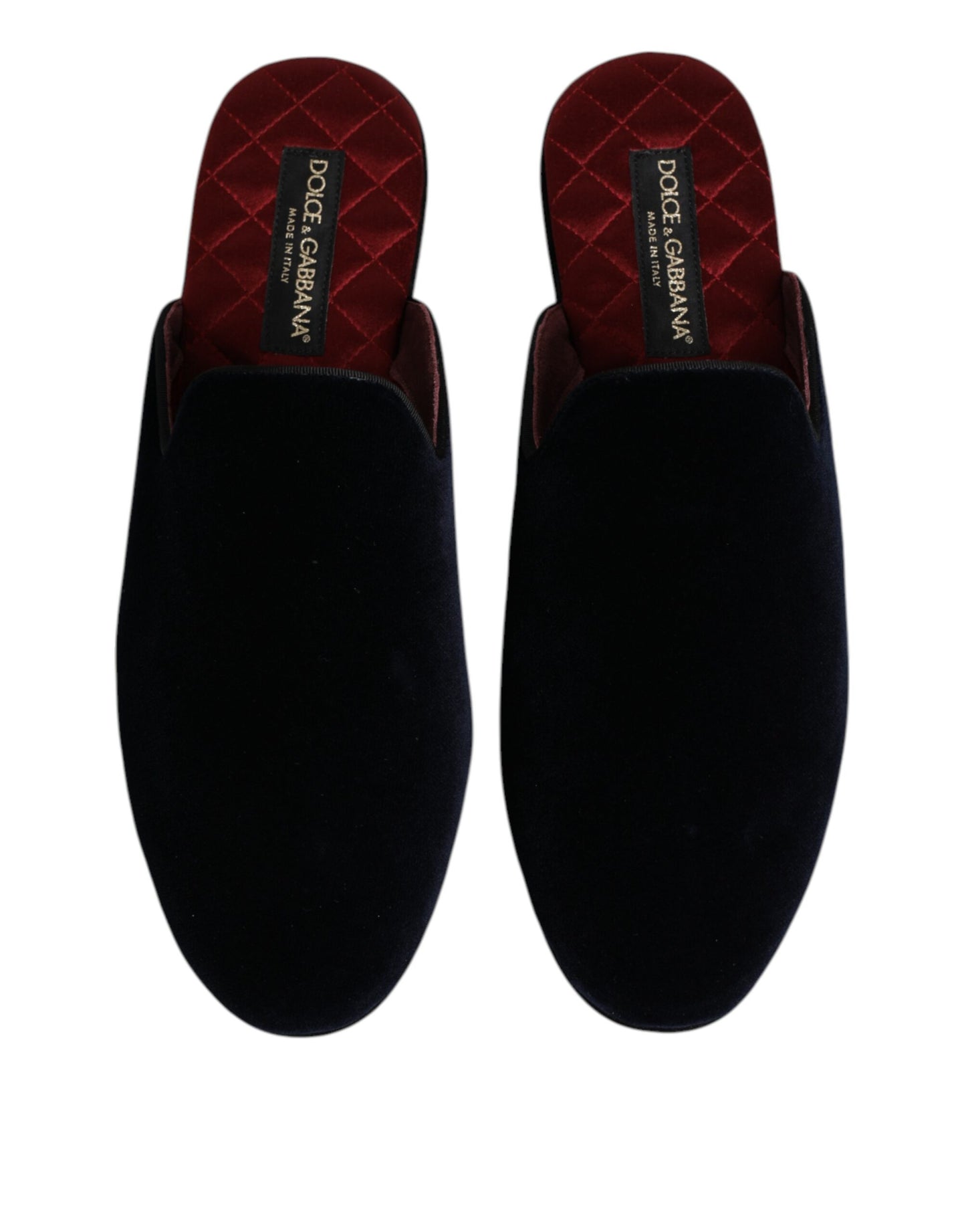 Claquettes plates Dolce & Gabbana en velours viscose bleu foncé