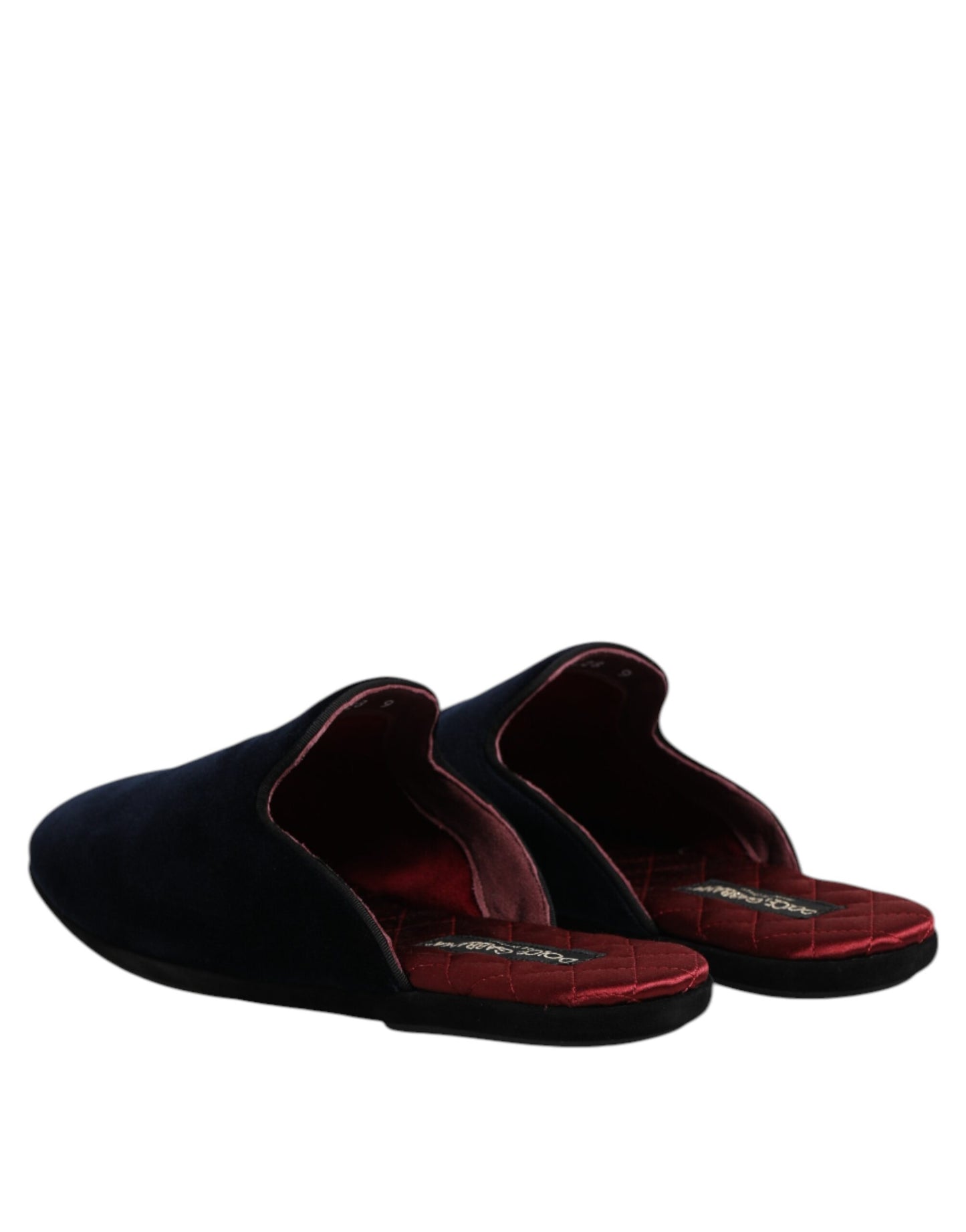 Claquettes plates Dolce & Gabbana en velours viscose bleu foncé