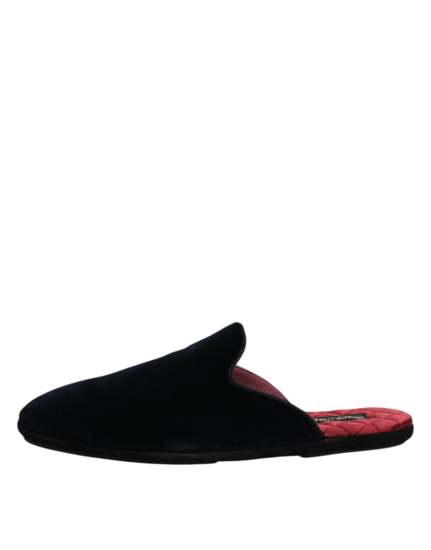 Claquettes plates Dolce & Gabbana en velours viscose bleu foncé
