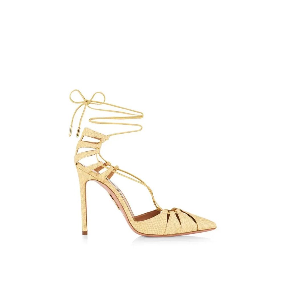 Aquazzura Aquazzurra Bellissima Stiletto-Sandalen aus gewebtem Raffiabast