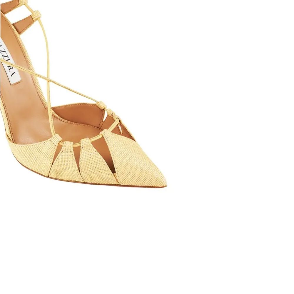 Aquazzura Aquazzurra Bellissima Stiletto-Sandalen aus gewebtem Raffiabast