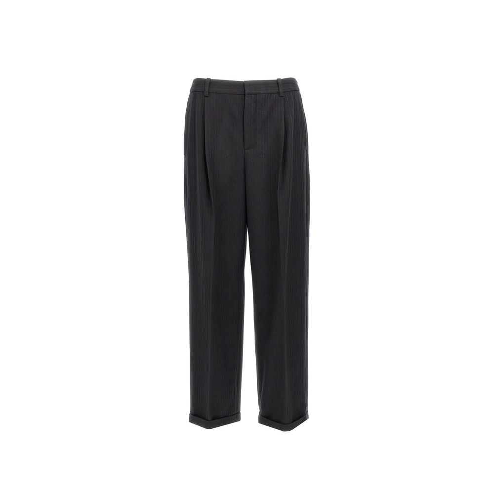 Saint Laurent – Gestreifte Hose aus Kaschmir und Wollflanell im Stil der 90er