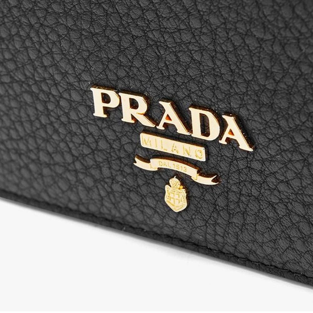 Porte-cartes en cuir avec logo Prada