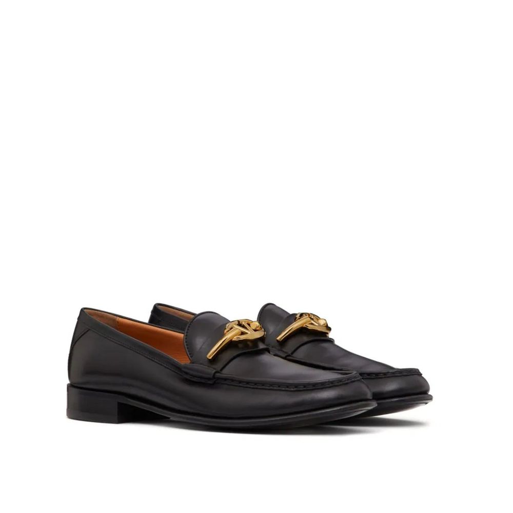 Valentino Garavani – Mondförmige Leder-Loafer mit V-Logo
