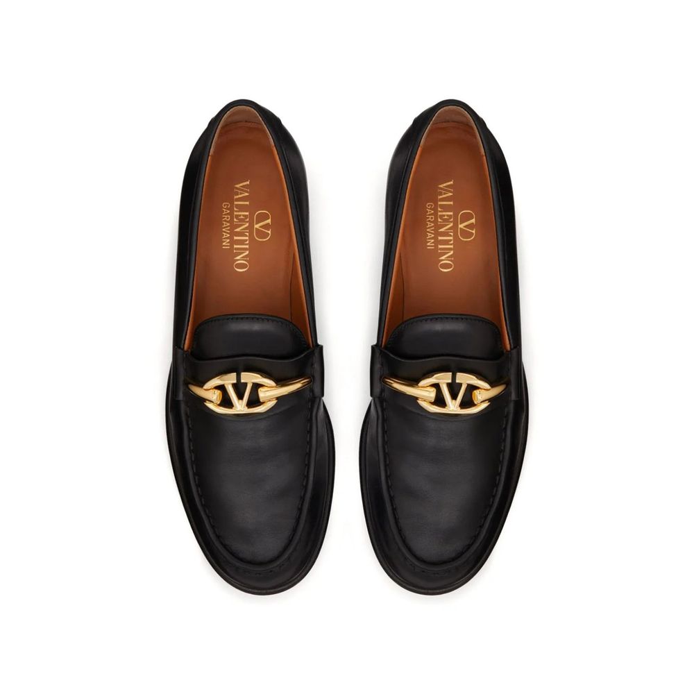 Valentino Garavani – Mondförmige Leder-Loafer mit V-Logo