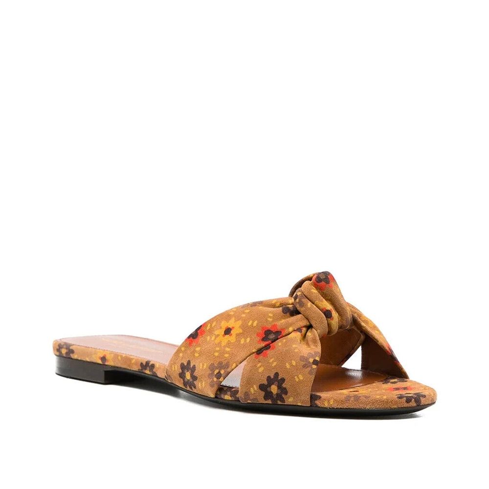 Saint Laurent Bianca Pantoletten aus Wildleder mit Knoten
