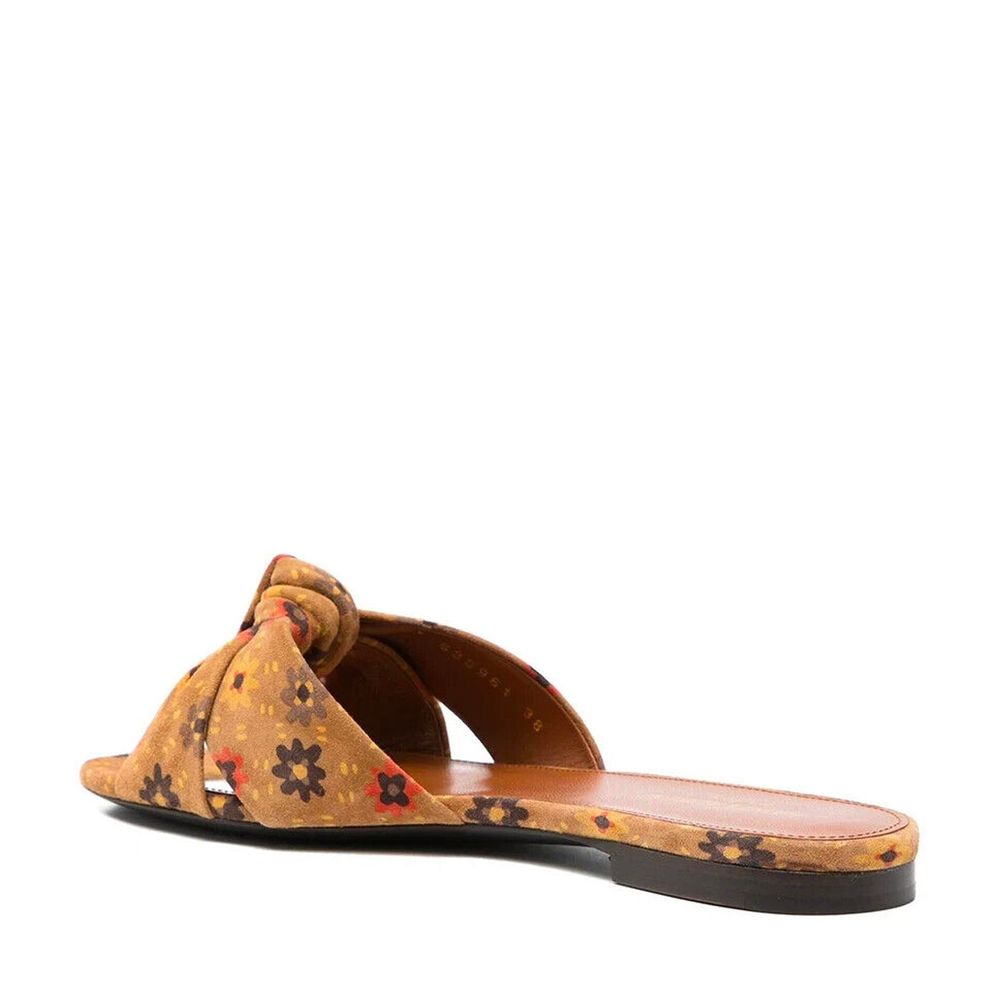 Saint Laurent Bianca Pantoletten aus Wildleder mit Knoten