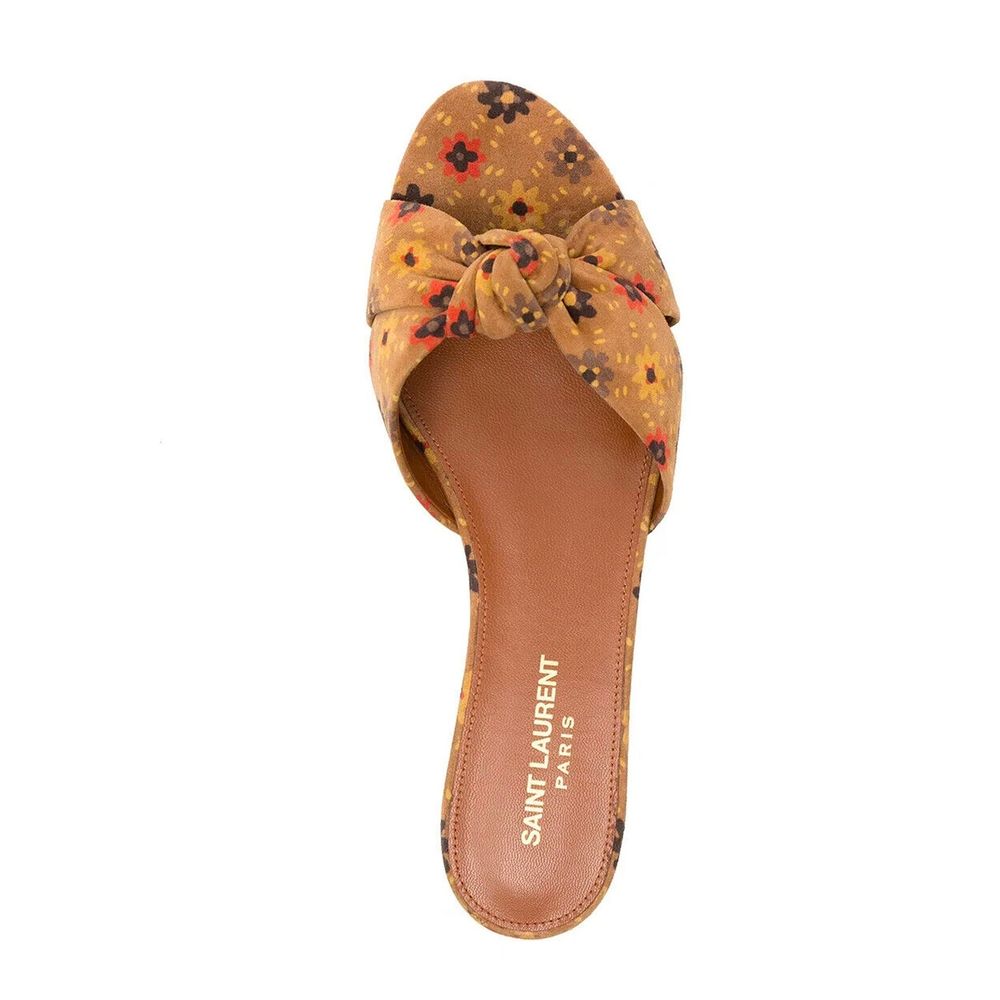 Saint Laurent Bianca Pantoletten aus Wildleder mit Knoten