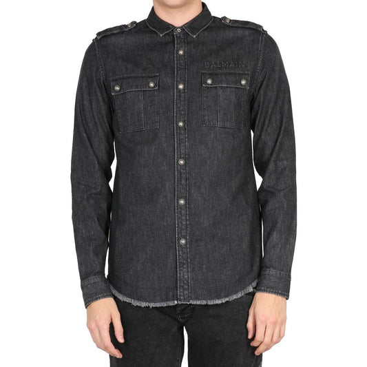 Chemise en jean de coton Balmain