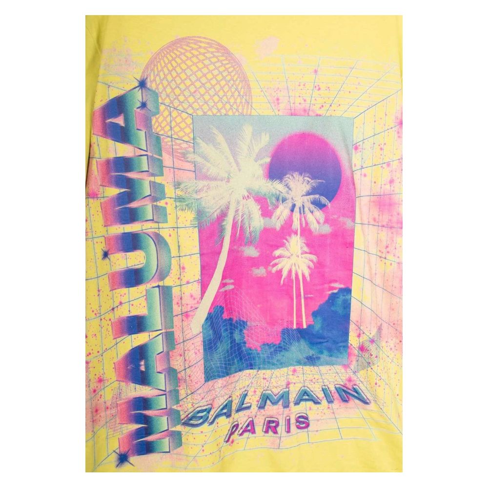 T-shirt en coton jaune Balmain