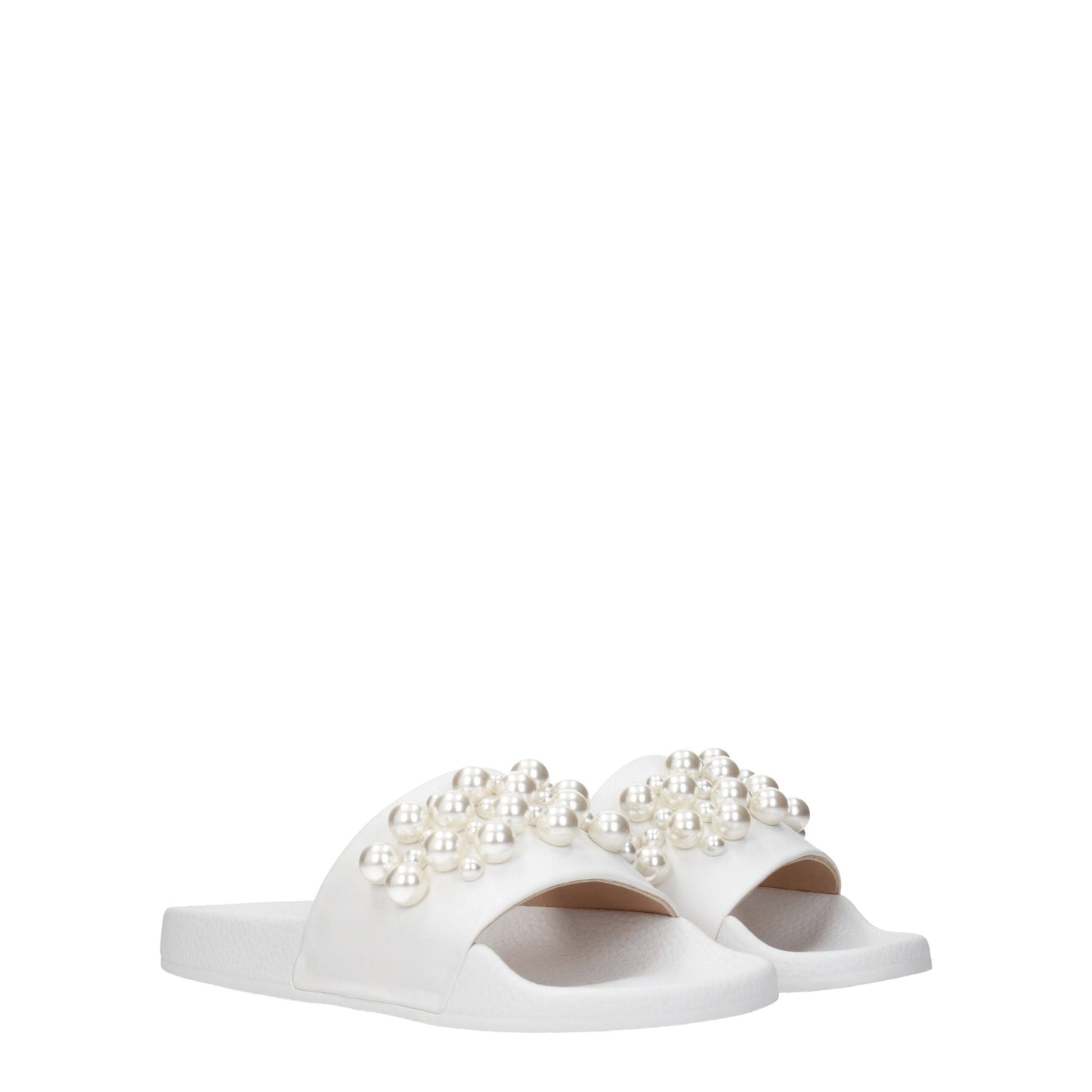 Stuart Weitzman – Weiße Leder-Slipper-Sandalen