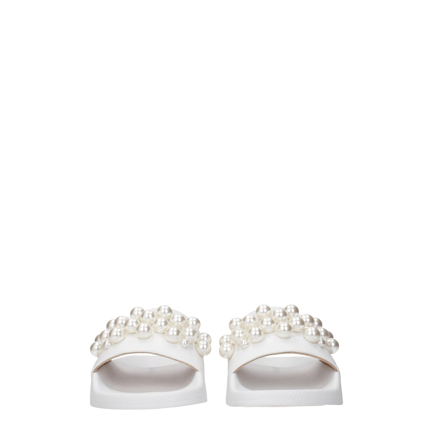 Stuart Weitzman – Weiße Leder-Slipper-Sandalen
