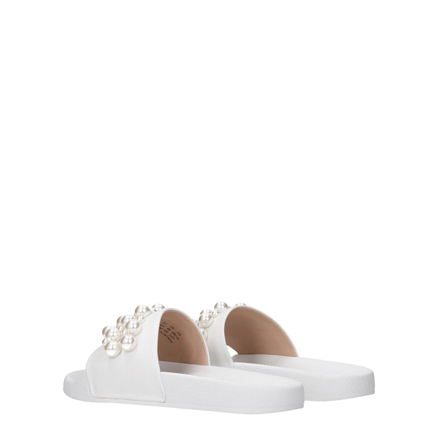 Stuart Weitzman – Weiße Leder-Slipper-Sandalen