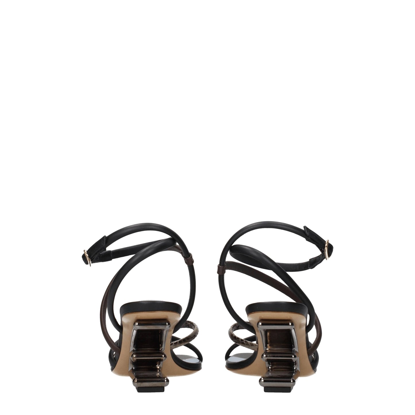 Fendi – Flache Sandalen aus mehrfarbigem Leder