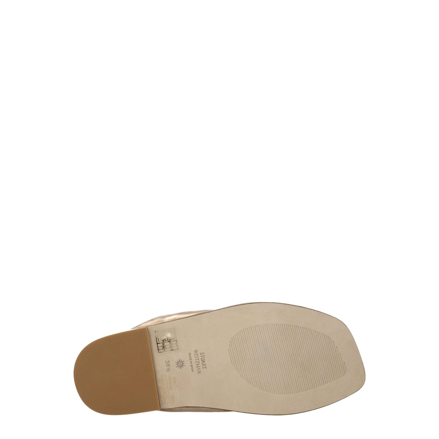 Stuart Weitzman – Flache Sandalen aus goldenem Leder